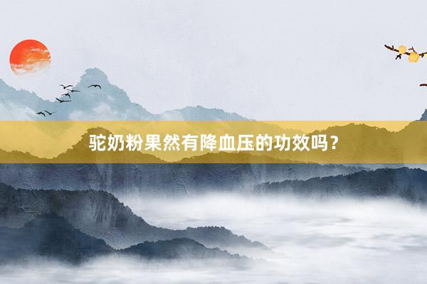 驼奶粉果然有降血压的功效吗？